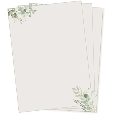 Image of Tara Verde Letter Paper 50 Sheets DIN A4 Both Sides Floral Natural Eucalyptus Sustainable Adult