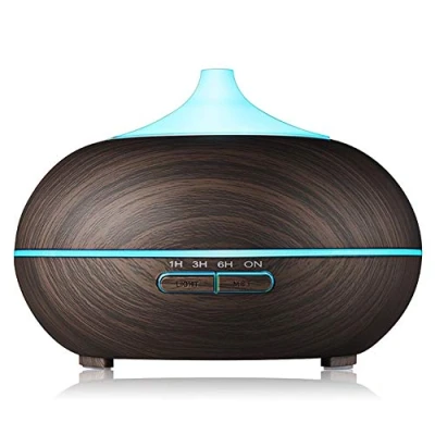 Image of 400ml Essential Oil Diffusers Ultrasonic Humidifier Aromatherapy Diffuser Cool Mist and 7 Colour Changing LED Lights Waterless Auto Air Purifiers Yellow Brown