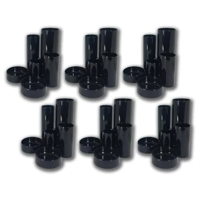 Image of Deflecto Tube Style Pen Tidy Black Pack of 12 Holder For Desk Pot Pencil Pots Classroom Holders Organiser Accessories