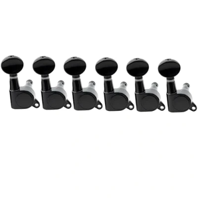 Image of Musiclily 6 in line Sealed Guitar Tuners Tuning Pegs Keys Machine Heads Set for Fender Strat Tele Electric Guitar, Kidney Button Black