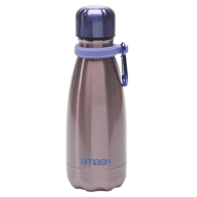 Image of Smash Stainless Steel Single Wall 400ml Water Bottle with Carabiner, Pink/Purple