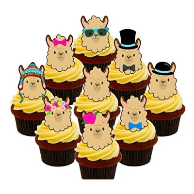 Image of Made4You Llama/Alpaca Party Pack, Edible Cake Decorations Stand up Wafer Cupcake Toppers (36)