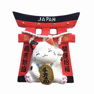 Image of Lucky Cat Of Japan 3D Fridge Magnet Travel Souvenir Gift Home Kitchen Decoration Magnetic Sticker Refrigerator Collection