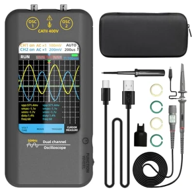Image of BSIDE 2 Channel Handheld Digital Oscilloscope 50MHz Touch Screen with 3.98&quot; Full Viewing Colour LCD in 1 Portable Signal Generator Rechargeable for Automotive Electronic