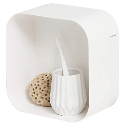 Image of Sealskin Brix Floating Wall Cube Small, Metal, White, 24 x 12 cm