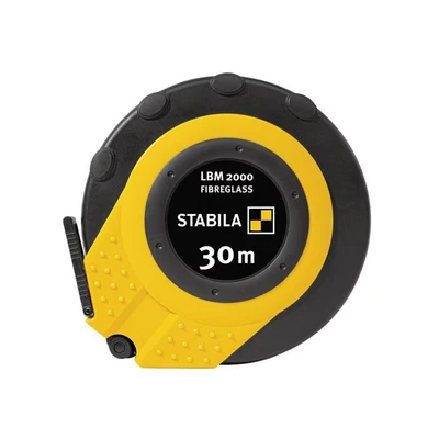 Image of STABILA Capsule Tape Measure LBM 2000 Fibreglass 30 m Measuring with Metric Scale and Kink Protection, Universal Hook, Shatterproof Capsule, MID Accuracy