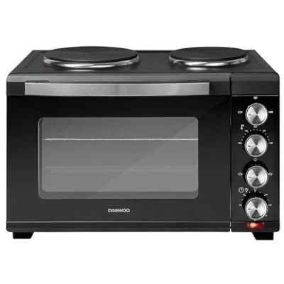 Image of Daewoo 1500W 32L Capacity Electric Oven with 1000W and 600W Hot Plates, 90 230 Adjustable Temperature Settings 60 Minute Timer Indicator Light, 4SS Heating Element Double Glass Door
