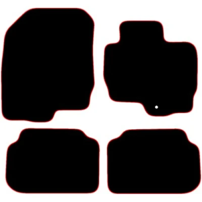 Image of Carsio Carpet Car Mats For Mitsubishi Colt 2009 2013 4 Piece Set Tailored Fit Floor Mat Complete Accessory Black Custom Fitted All Weather, Anti Slip Backing &amp; Red Trim