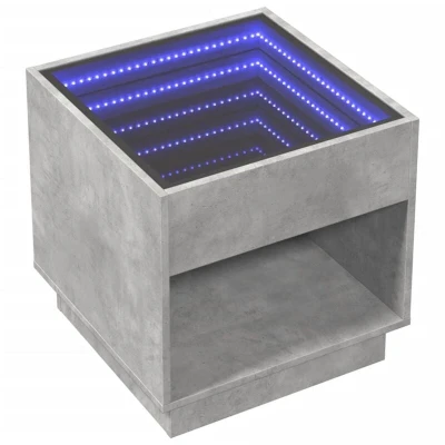 Image of vidaXL Coffee Table with Infinity LED Concrete Grey 50x50x50 cm