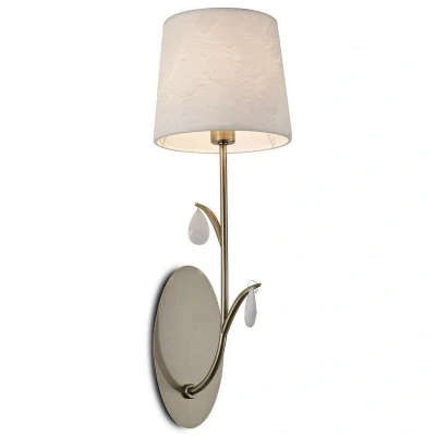 Image of Andrea Wall Light, Antique Brass, White Shades, Crystal Droplets