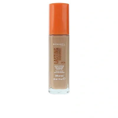 Image of Rimmel Lasting Radiance Medium Coverage Anti Pollution Foundation, SPF 25, 200 Soft Beige (Wake Me Up Foundation Improved Formula), 30 ml (Pack of 1)