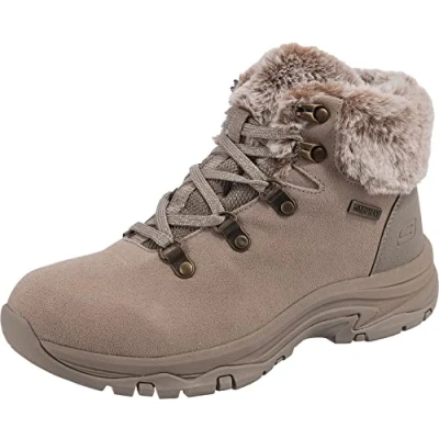 Image of Skechers Women&#039;s Trego Falls Finest Ankle Boot,Taupe Suede/ Nylon,8 UK