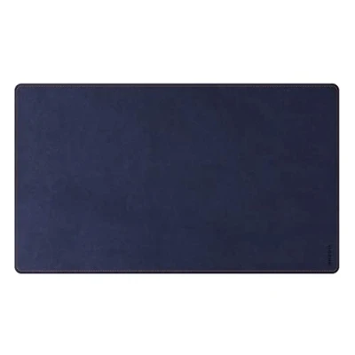 Image of RHODIA 194245C Midnight Blue Soft Desk Pad Size S (60x35 cm) Faux Leather Orange Saddle Stitching Rhodiarama Home Office Collection Organization &amp; Designer Storage