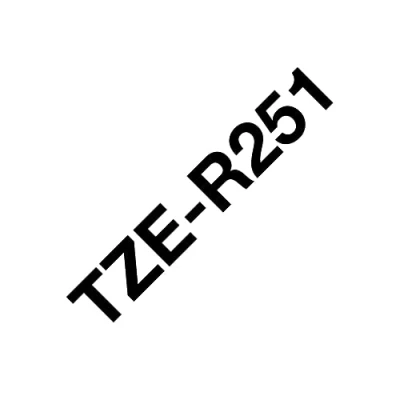 Image of Brother TZe R251 Labelling Tape Cassette, Black on White, 24mm (W) x 4M (L), Ribbon Tape, Genuine Supplies
