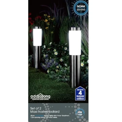 Image of Noma Maxi Frosted Stainless Steel Bollard, Connectable (Set of 2), Silver