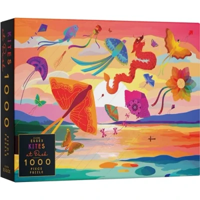 Image of Elena Essex Jigsaw Puzzles for Adults 1000 Kites at Dusk / Piece Puzzles/colourful sunset landscape Puzzle/Jigsaws Size 70x50cm