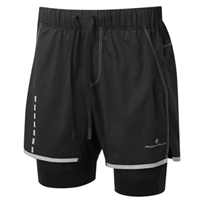Image of Ronhill Running, Men&#039;s Tech Reflect 5&quot; Twin Short, All Black, S