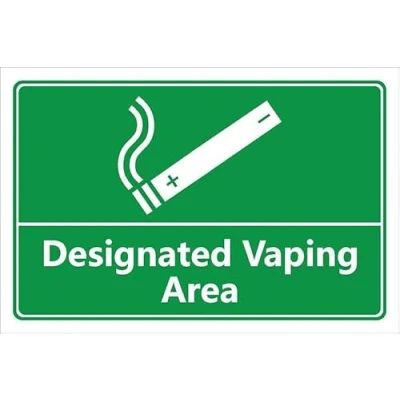 Image of Designated vaping area green sign 1mm flexible Plastic (300mm x 200mm)