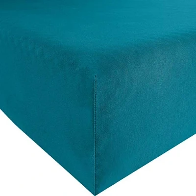 Image of Bassetti 9235190 Fitted Sheet Plain D3/782 Petrol Cotton/Elastane, Dimensions: 180 cm x 200 cm, 220