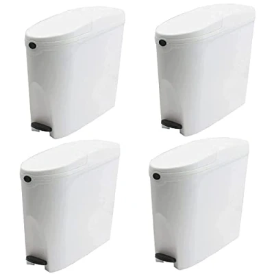 Image of Pro Kleen Sanitary Bin 20L Slimline Washrooms Toilets Hygienic Disposal Pedal Container Bins for Female Ladies And Baby Hygiene Products 4 x 20 litres (White)