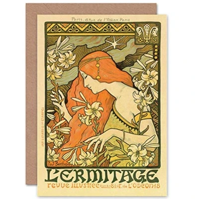 Image of Wee Blue Coo ALPHONSE MUCHA LERMITAGE ILUSTREE OLD MASTER PAINTING GREETINGS CARD