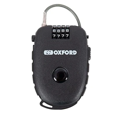 Image of Oxford Products LK100 4 Digit Combination Lock with 75cm Retractable Cable, Black, One Size