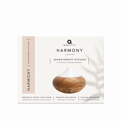 Image of Aroma Home Wellbeing Harmony Wood Look Base Aromatherapy Mist Diffuser USB With LED Mood Lighting
