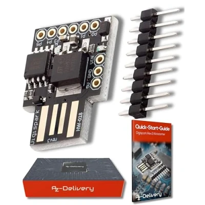 Image of AZDelivery Compatible With ATTiny85 Digispark I2C LED Rev.3 Kickstarter 5V IIC SPI USB Development Board 6 I/O Pins Arduino Including E Book!
