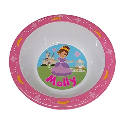 Image of Childrens&#039; Melamine Bowl Princess Design 53 Girls&#039; Names Available (Molly)