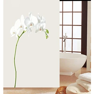Image of KAV Shower Curtain Bath Mould and Mildew Resistant Water Repellent Liner for Bathroom Solid White, 180 x cm (71 71 Inch) 100% Polyester (White Jasmine Flower)