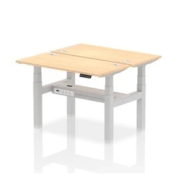Image of Air B2B 1200x600mm Height Adjustable 2P Bench Desk CP Maple/Silver