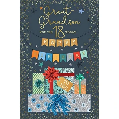 Image of 18 Today Great Grandson 18th Presents Design Happy Birthday Card Lovely Verse