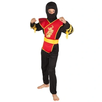 Image of Boland 23464 82194 Ninja Master Costume Boys Red 7 9 Years, Unisex