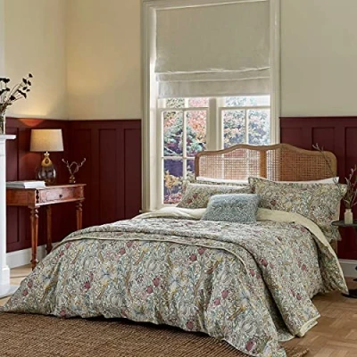 Image of Morris &amp; Co Golden Lily Duvet Cover Set Super King Size Fig Teal