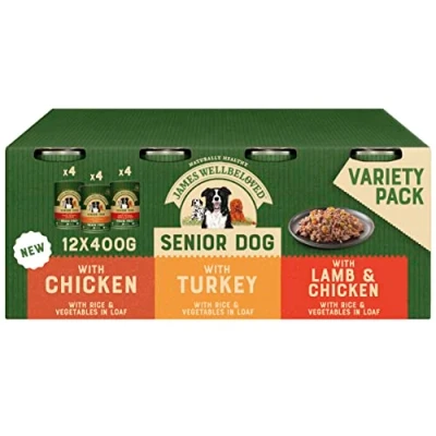 Image of James Wellbeloved Senior in Loaf 12 Cans, Hypoallergenic Wet Dog Food, Pack of 1 (12 x 400 g)