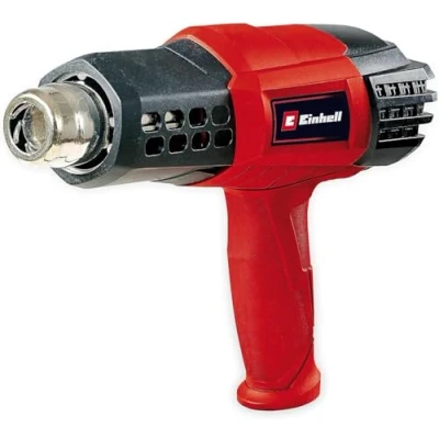 Image of Einhell 4520195 Hot Air Gun TE HA 2000 E (2000 W, 9 Temperature Settings 50C 550, Rate Switch, Old Setting, Incl. Extensive Accessory Nozzles &amp; Case) , Black, Red, Silver
