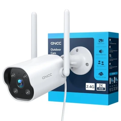 Image of GNCC Security Camera Outdoor, 2K CCTV Camera, Cameras House Security, 2 Way Audio, Audio &amp; Motion Detection, Night Vision, APP Notification, Control, Waterproof, 2.4G WiFi, Wired 9.8 FT, T1Pro