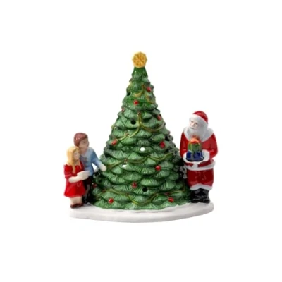 Image of Villeroy &amp; Boch Christmas Toys Santa on the Tree, Hard Porcelain, Wax, Green/Multi Colour 20 x 17 23 cm(One Size)