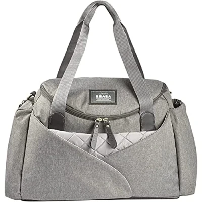 Image of Béaba Sydney II diaper bag Modulable, Large capacity cocoon changing surface Insulated compartment for baby food, pram attachment system, carry handles Heather grey