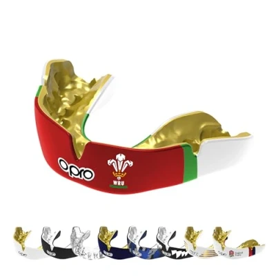 Image of OPRO Instant Custom Fit Mouth Guard, Dentist Mouthguard, Revolutionary Fitting Technology for Ultimate Comfort, Protection &amp; Fit, Gum Shield Rugby, Boxing, Hockey, MMA (Wales RU, Adult)