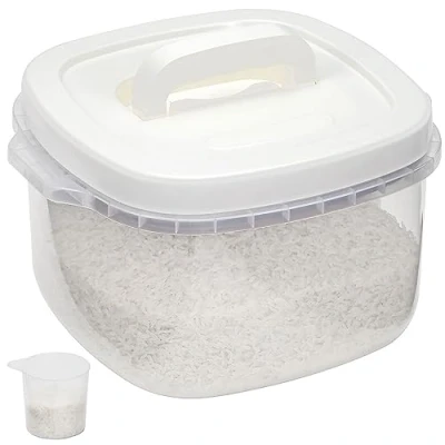 Image of Taylor &amp; Brown 5KG Rice Storage Container Large Airtight Food with Lid and Measuring Cup, BPA Free Plastic Portable Cereal for Kitchen Bin Beans, Flour, Pet