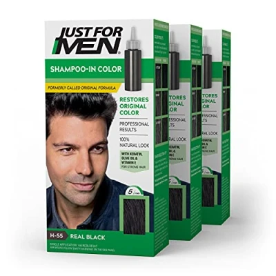 Image of Just For Men Original Formula Men&#039;s Hair Color, Real Black (Pack of 3)