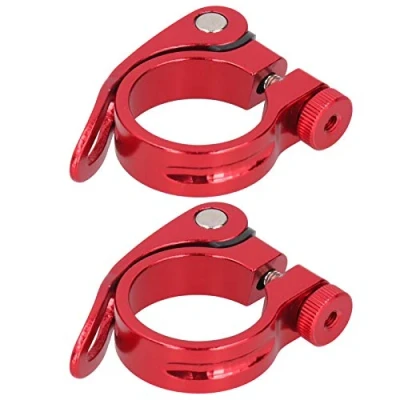 Image of 2 pcs Seatpost Clamp 35 mm Bike Seat Tube Quick Release Bicycle Saddle Aluminum Alloy Mountain Accessories(Red) (Red)