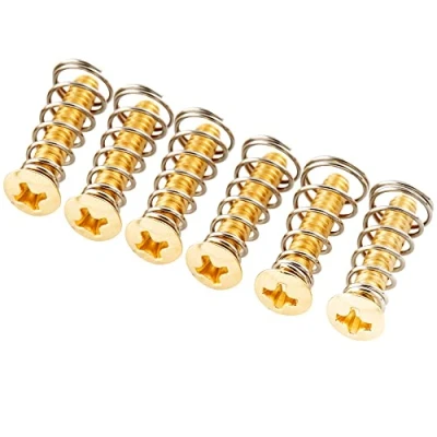 Image of Musiclily Ultra UNC#6 32X3/4 Inch Stainless Steel Single Coil Pickup Mounting Screws and Springs Set for USA/Mexico Fender Strat Style Electric Guitar, Gold (Set of 6)
