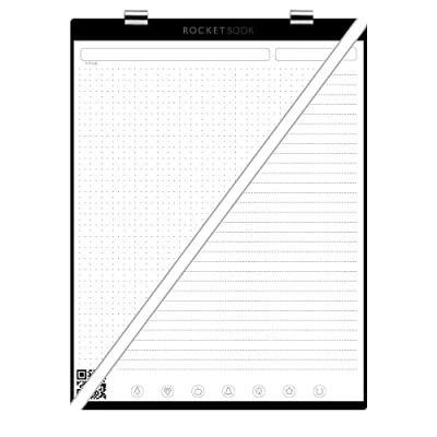 Image of Rocketbook Orbit Letter Page Pack Smart Reusable Legal Pad Dot Grid &amp; Lined, White