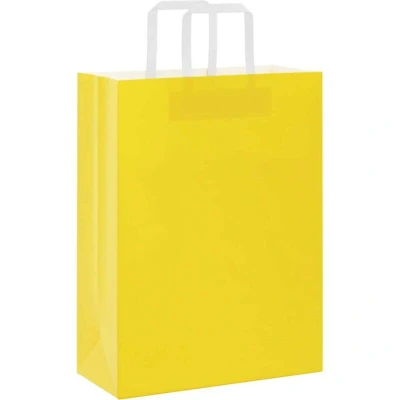 Image of vidaXL Paper Bags 50 pcs with Handles Yellow 26x12x35 cm
