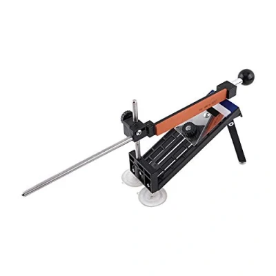 Image of Knife Sharpening System Tool Kit, Fixed Angle 4 Sharpener Silicon Carbide Stones for Professional Kitchen Use Packed in a Carry Bags
