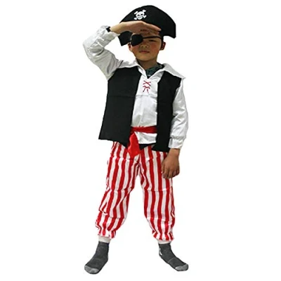 Image of Forever Young Boys Pirate Costume Child Toddler Kids Fancy Dress Caribbean Captain Buccaneer, Red, 3 4 Years