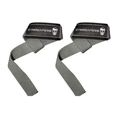 Image of Gymreapers Lifting Wrist Straps for Weightlifting, Bodybuilding, Powerlifting, Strength Training, Deadlifts Padded Neoprene with 18 inch Cotton (Gray)