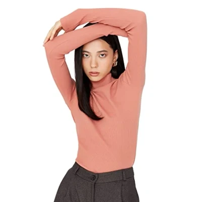 Image of Trendyol Women Fitted Bodycon Turtleneck Knit Blouse